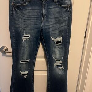 Kancan Midrise Bootcut Jeans with Distressed Details